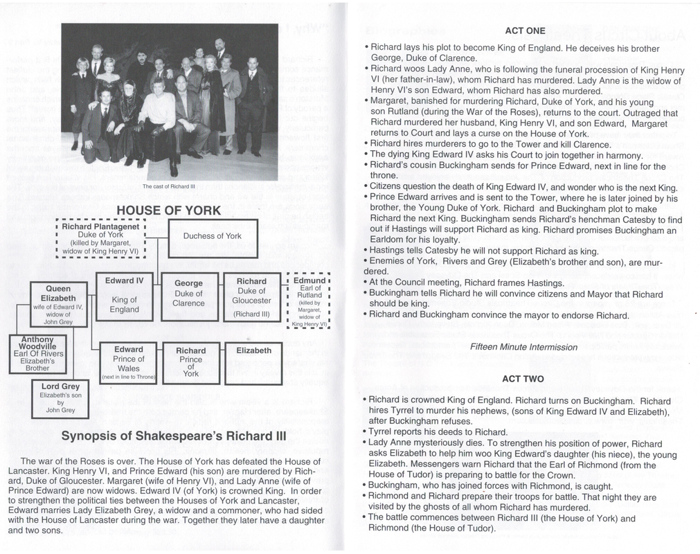 Richard III program page: synopsis
